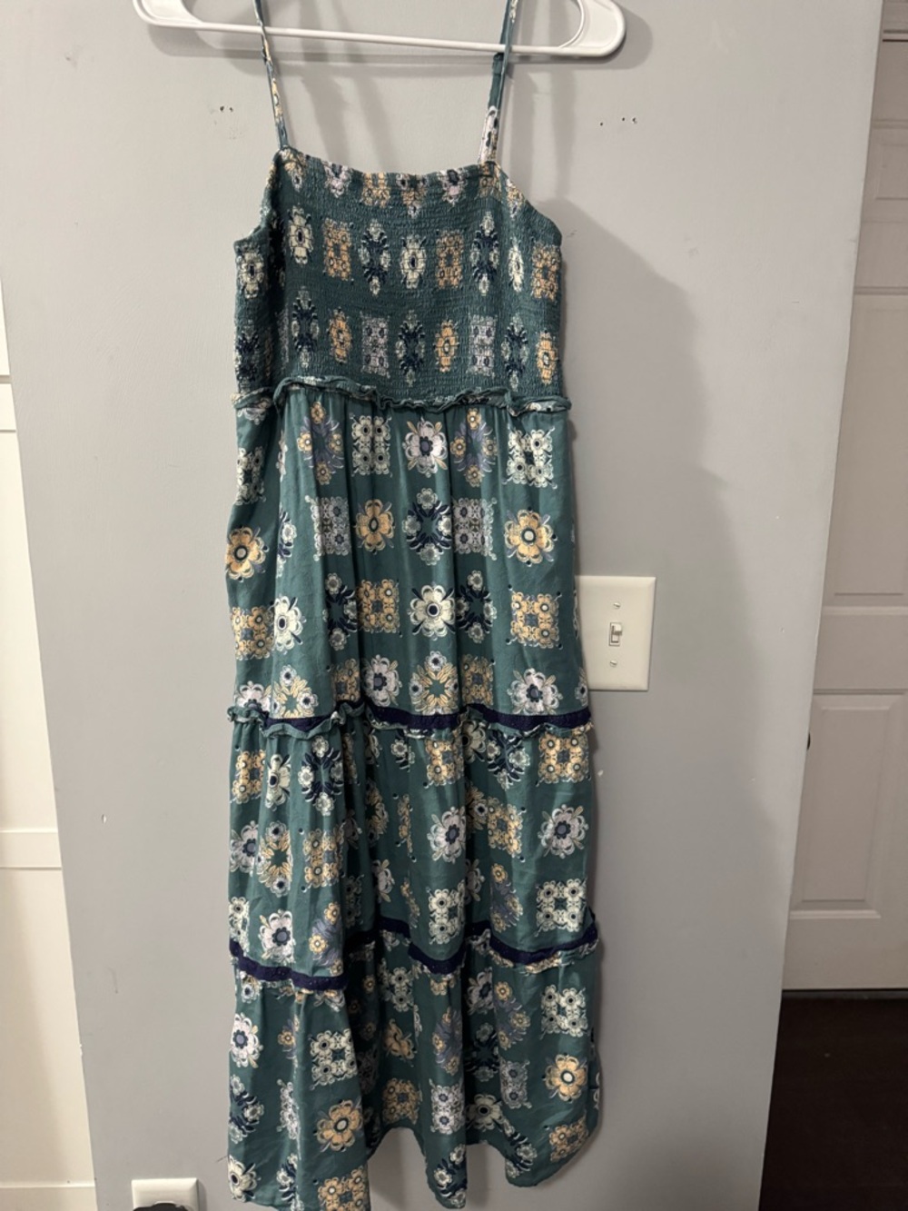 Universal Thread Teal Floral Smocked Maxi Dress